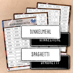 Aufkleber für Aufbewahrungsdosen & Vorratsgläser eckig Variantenübersicht Dinkelmehl Spaghetti