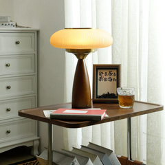 Drewniana lampa stołowa | Lampka nocna LED