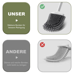 ASOBEAGE Silikon Toilettenbürste: Flexibler Kopf, Langer Griff, Wandmontage, schnell trocknender Halter für die Reinigung des Badezimmers (Weiß)
