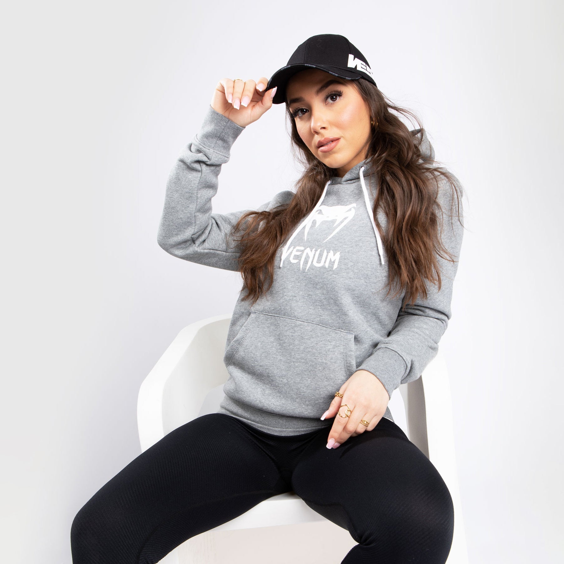 Felpa con cappuccio Venum Classic - Donna - Grigio mélange chiaro