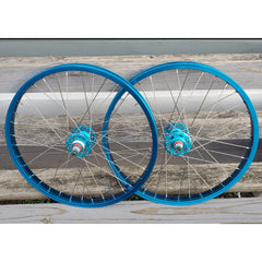 20" 7X style Sealed High Flange BMX Wheelset - Pair - Blue Anodized