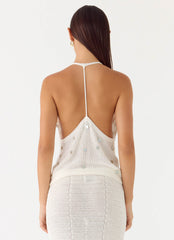 Adelaida Beaded Crochet Top - Ivory