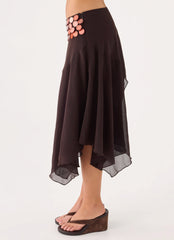 Alphia Beaded Midi Skirt - Chocolate