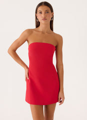 Alyse Strapless Mini Dress - Red