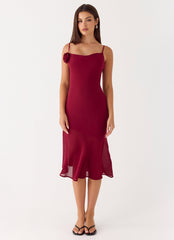 Anne Midi Dress - Deep Red