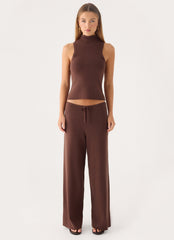 Aviara Knit Low Rise Pant - Chocolate