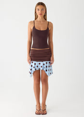 Being With You Mini Skirt - Blue Mocha Dot