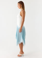 Brionee Midi Dress - Pale Blue White