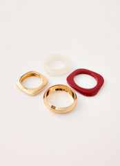 Downtown Darling Bracelets - Red/Gold