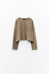 Sweat Oversize em Veludo Taupe – Eleh