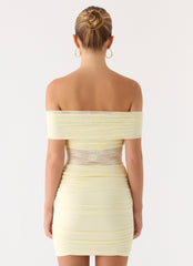 Either Way Off Shoulder Mini Dress - Yellow