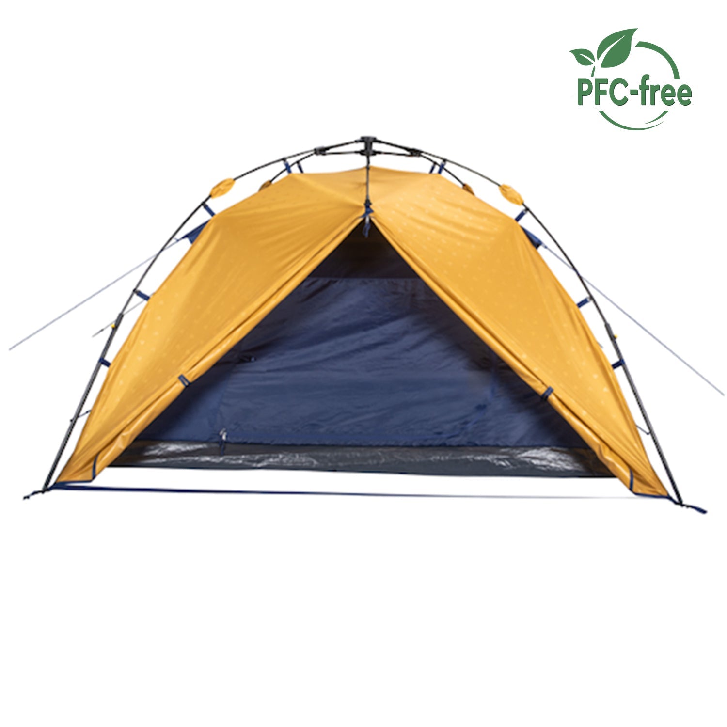 Gelbes Schnellaufbauzelt EMANI 3 von Tambu Outdoor für 3 Personen mit offenem Eingang und PFC-freiem Material