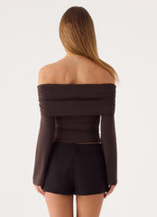 Emmely Off Shoulder Top - Chocolate