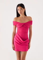 Farida Off Shoulder Mini Dress - Fuchsia