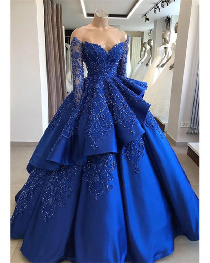 Masquerade Ball Dresses With Sleeves Ball Gown Square Neck Long Sleeves Floor-Length Lace Rococo Victorian