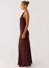 Harlyn Halter Maxi Dress - Chocolate