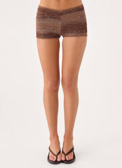 Helia Knit Mini Shorts - Chocolate Ombre