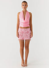 Iglesias Beaded Sequin Mini Skirt - Pink