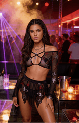 Sequin Mesh Top and Skirt Set, JValentine Festival Outfit