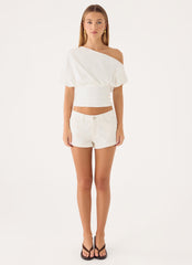 Karter Denim Low Rise Short - White
