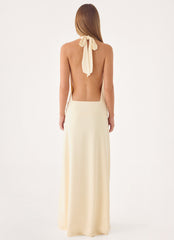 Kolisa Beaded Halter Maxi Dress - Cream