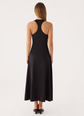 Kyrra Asymmetrical Midi Dress - Black