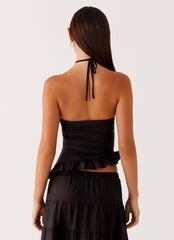 Mariella Linen Top - Black