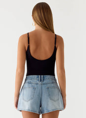 Owen A-Line Denim Shorts - Light Blue Wash