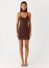 Paloma Days Beaded Scarf Mini Dress - Chocolate