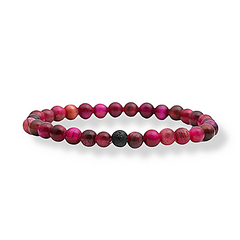 Cherise rød sort tigerøje natursten armbånd