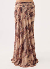 Renia Asymmetric Maxi Skirt - Golden Tiger