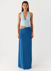 Saresther Halter Neck Maxi Dress - Blue