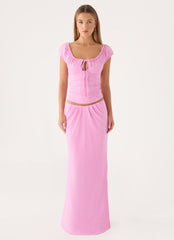 Small Moments Pleated Maxi Skirt - Pink
