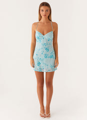 Vietta Sequin Cami Micro Mini Dress - Blue