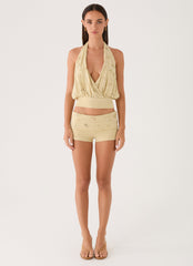 Vivienne Halter Top - Pale Olive