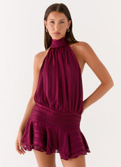 Willow Chiffon Mini Dress - Plum