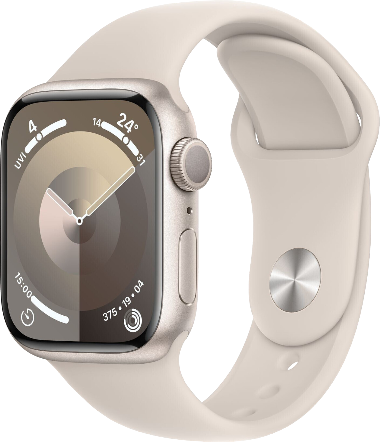 Apple Watch 9 Alu Polarstern 41mm Sportarmband Polarstern S/M MR8T3 - Ohne Vertrag