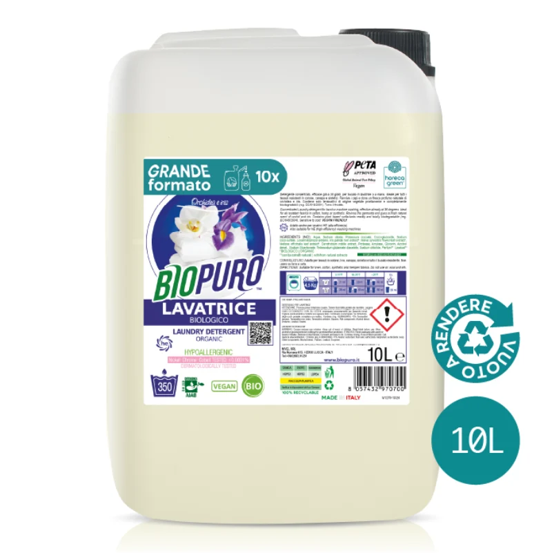 detersivo liquido ecologico lavatrice Biopuro 10L orchidea iris