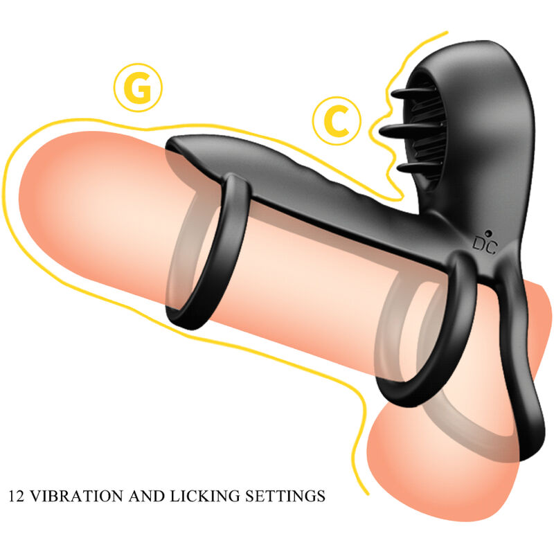 Masturbador Pretty Love Jammy Funda De Pene 12 Vibraciones Con Lengua Recargable Silicona