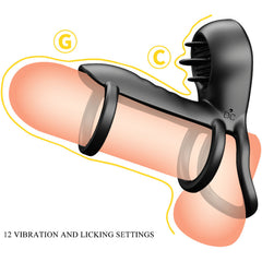 Masturbador Pretty Love Jammy Funda De Pene 12 Vibraciones Con Lengua Recargable Silicona