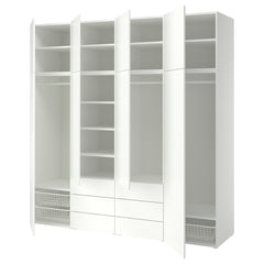 PLATSA wardrobe with 8 doors and 6 drawers, white/FONNES white, 240x57x241 cm