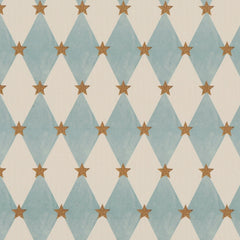 Carrie Neely Star And Harlequin Fabric Sky Blue
