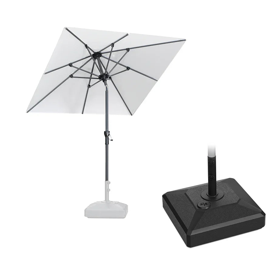 PURPLE LEAF Crank and Tilt Square Patio Table Umbrella with Base for Garden Porch