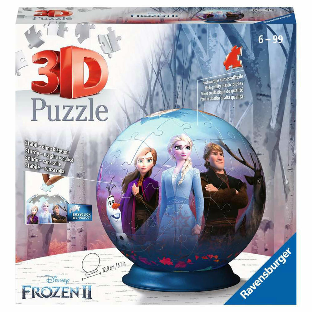 Ravensburger 3D-Puzzle-Ball Disney Frozen 2, dreidimensionales Puzzle, 72 Teile, 11142