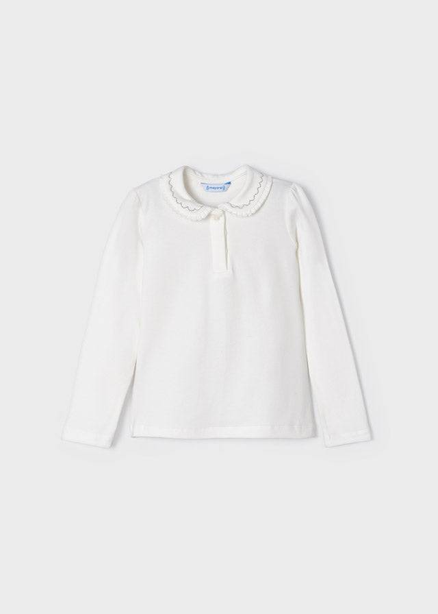 Meisjes L/s basic polo van Mayoral in de kleur Natir-plat in maat 128.
