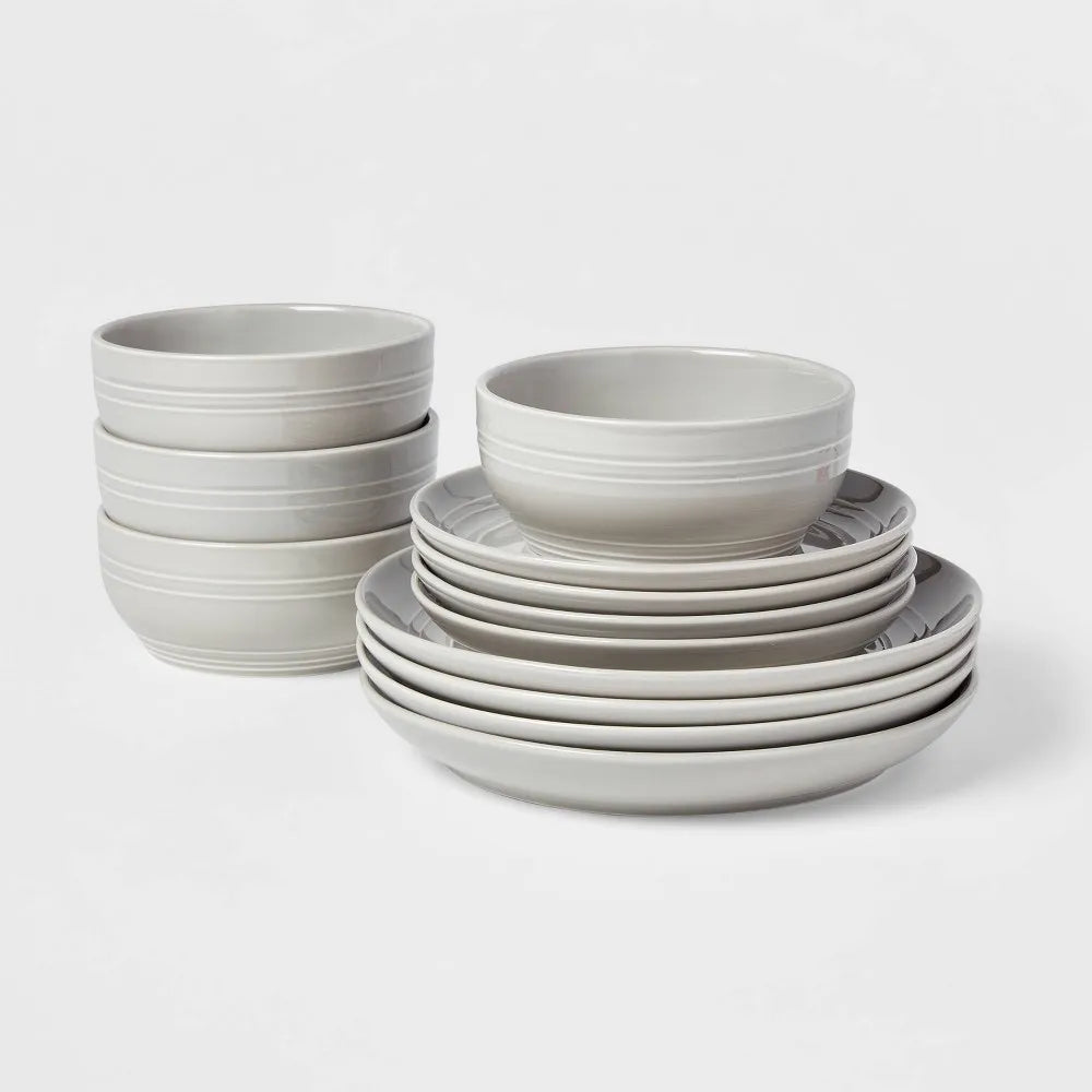 12pc Stoneware Westfield Dinnerware Set, Service for 4