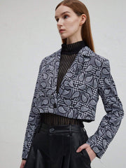 Dam Blazer Kort Ärmar Casual Polyester Tidlös Design-1