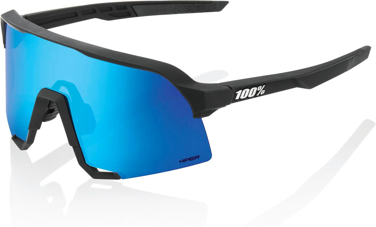 Lentes Ciclismo 100% S3 Matte Black - Hiper Blue Mirror Lens