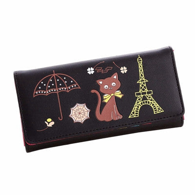 Popular Women's Purse Cute Carton Cat women wallet long design women purse card holder zipper coin purse Carteira