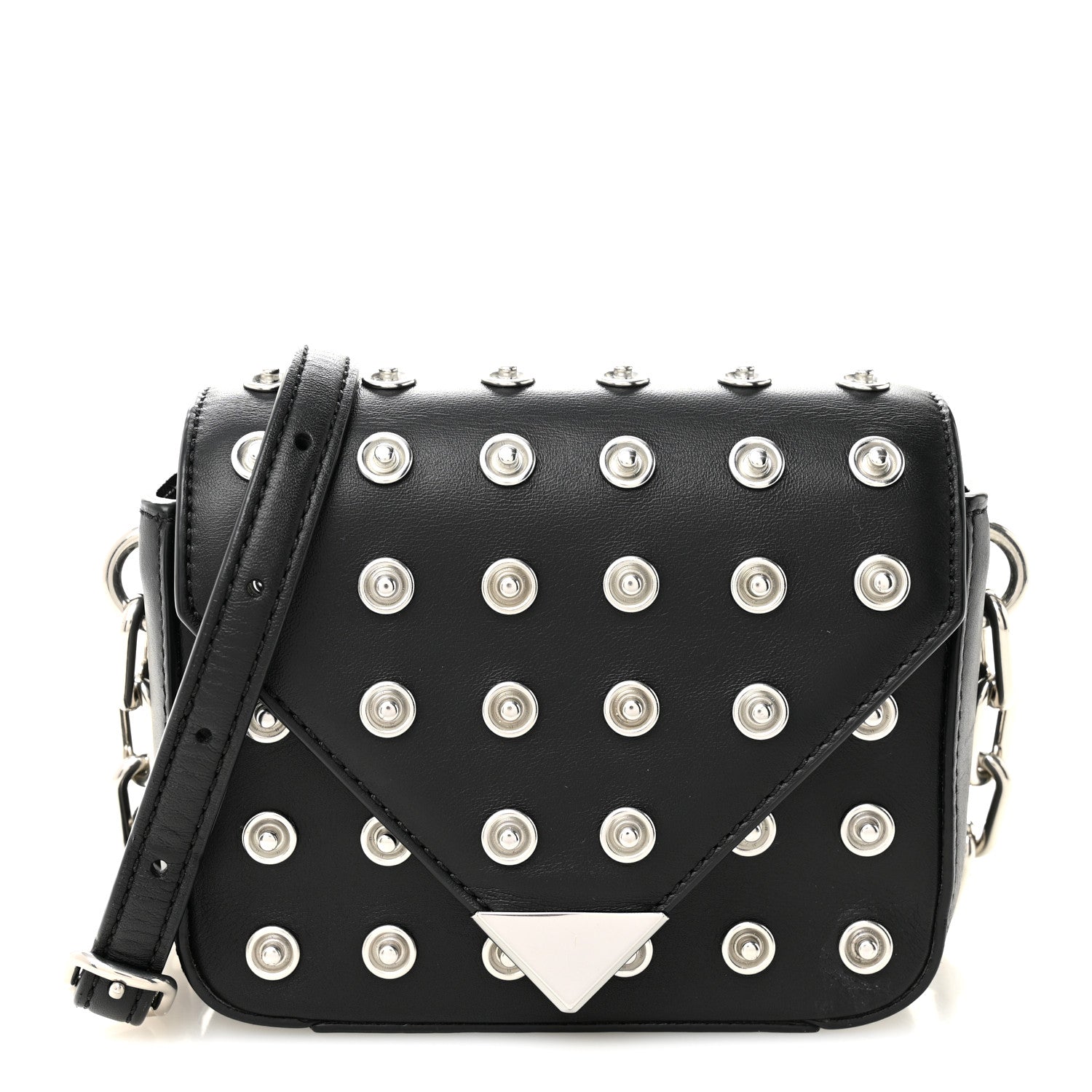 Calfskin Studded Mini Prisma Envelope Shoulder Black